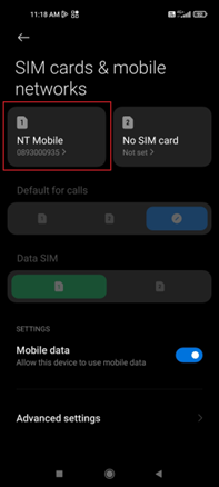 NT Setting Android Wifi Calling VoWifi